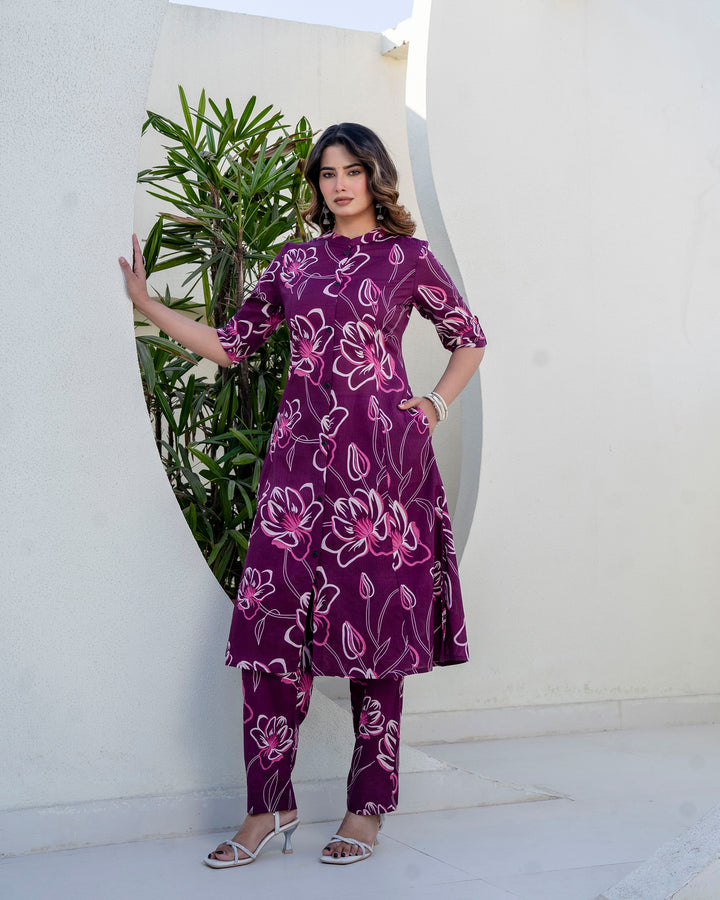 The 'Tara' Purple Tulip A-Line Co-ord Set