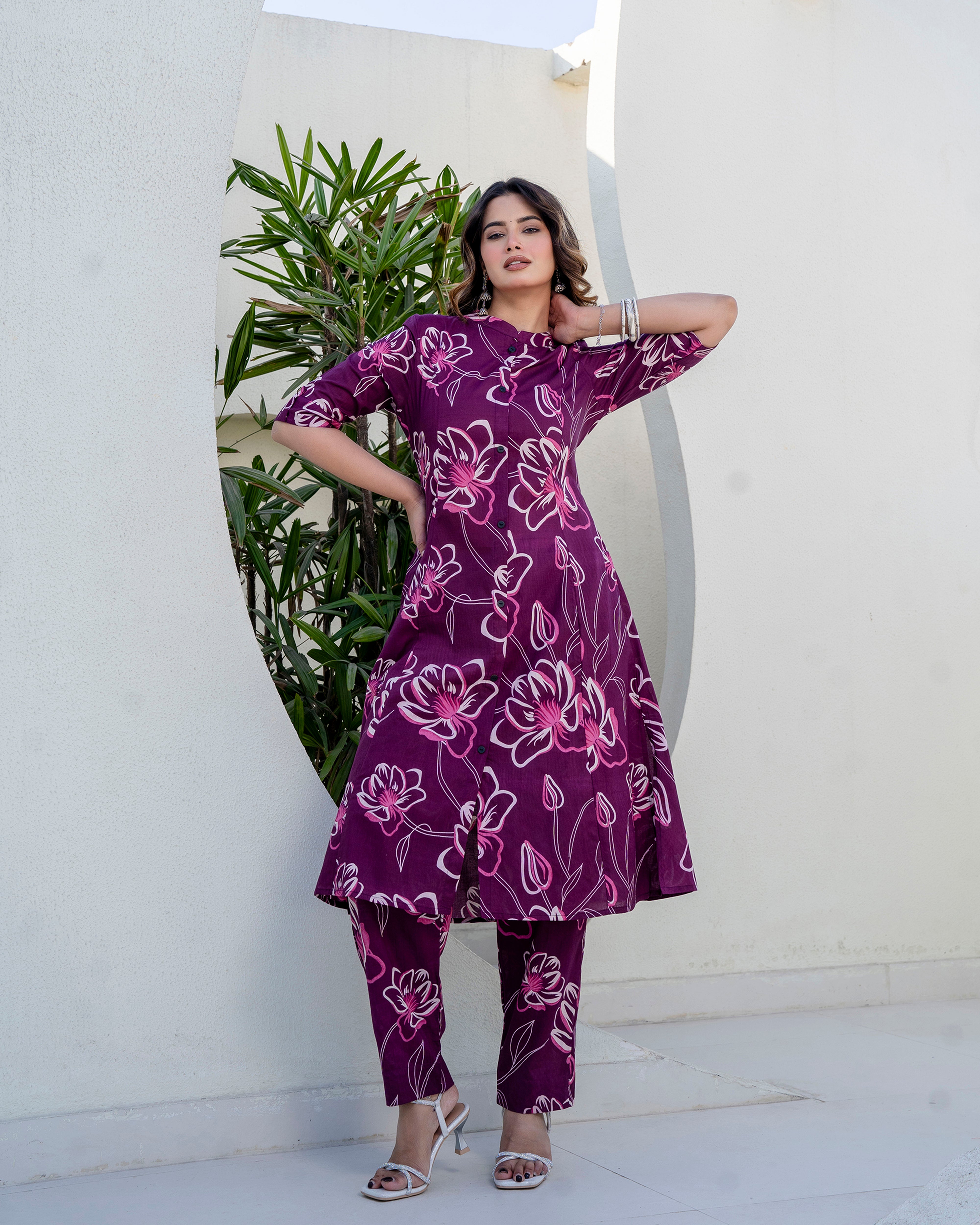 The 'Tara' Purple Tulip A-Line Co-ord Set