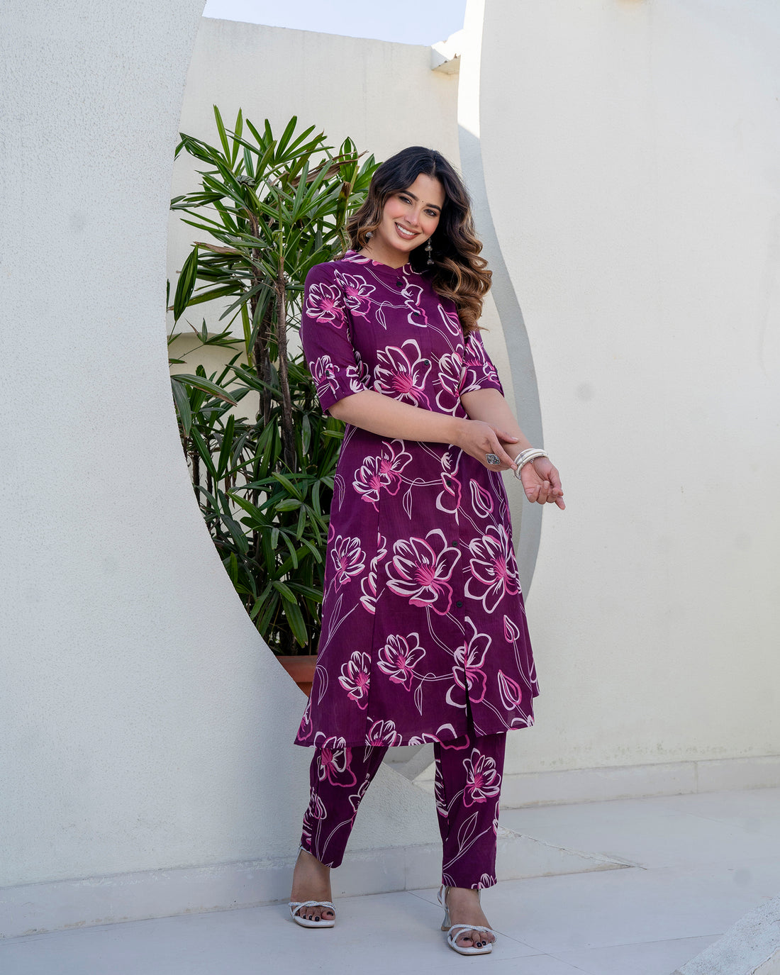 The 'Tara' Purple Tulip A-Line Co-ord Set