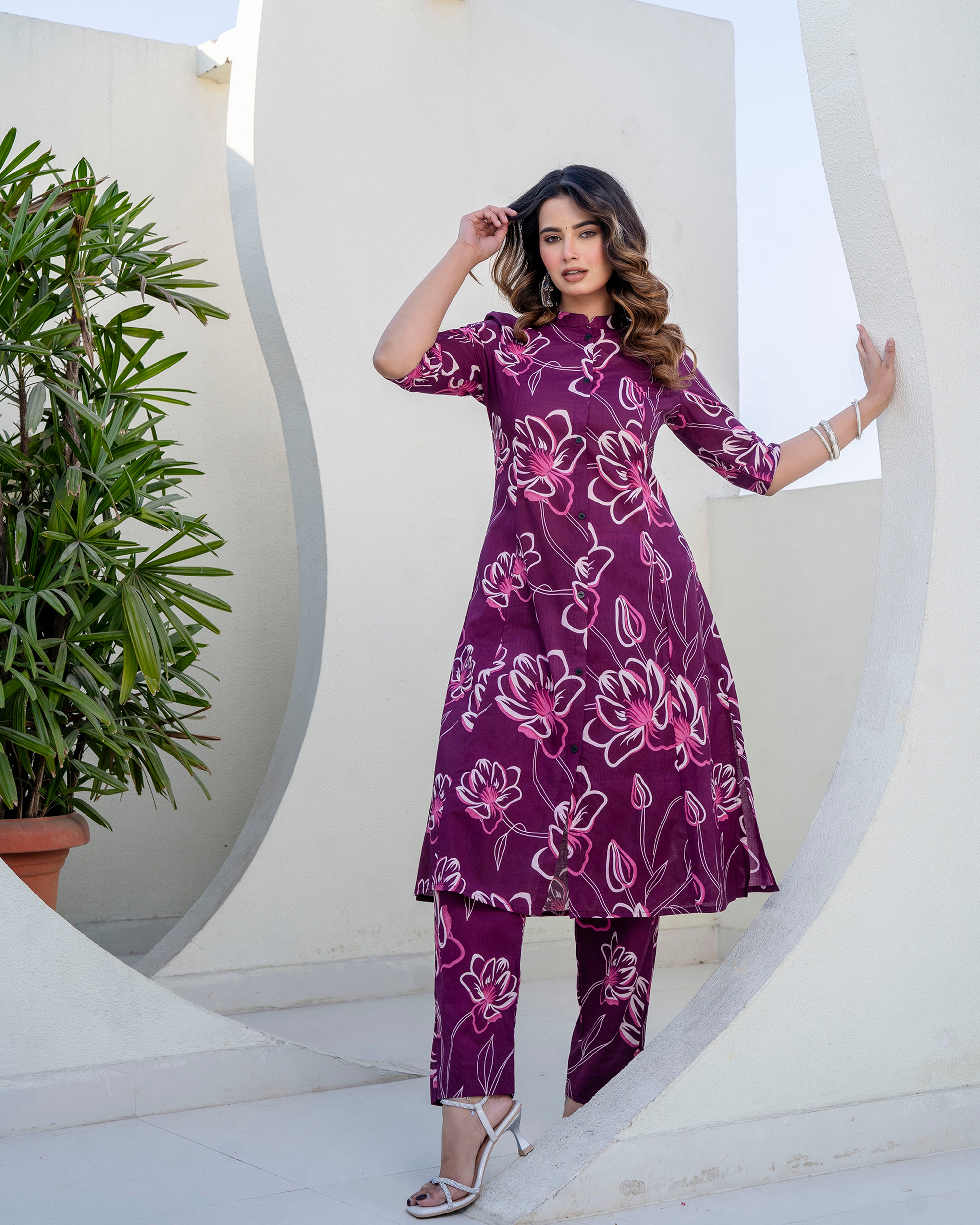 The 'Tara' Purple Tulip A-Line Co-ord Set