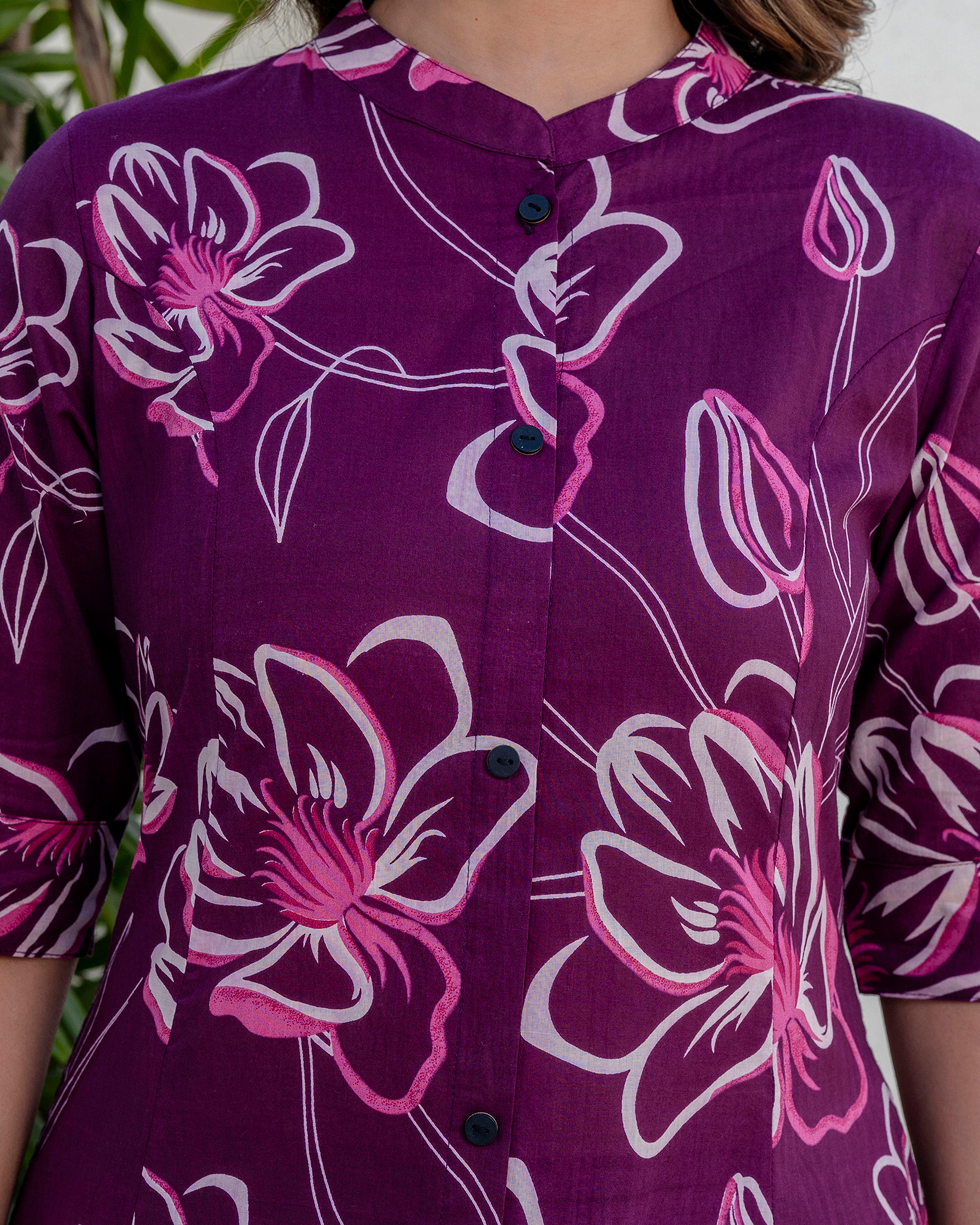 The 'Tara' Purple Tulip A-Line Co-ord Set