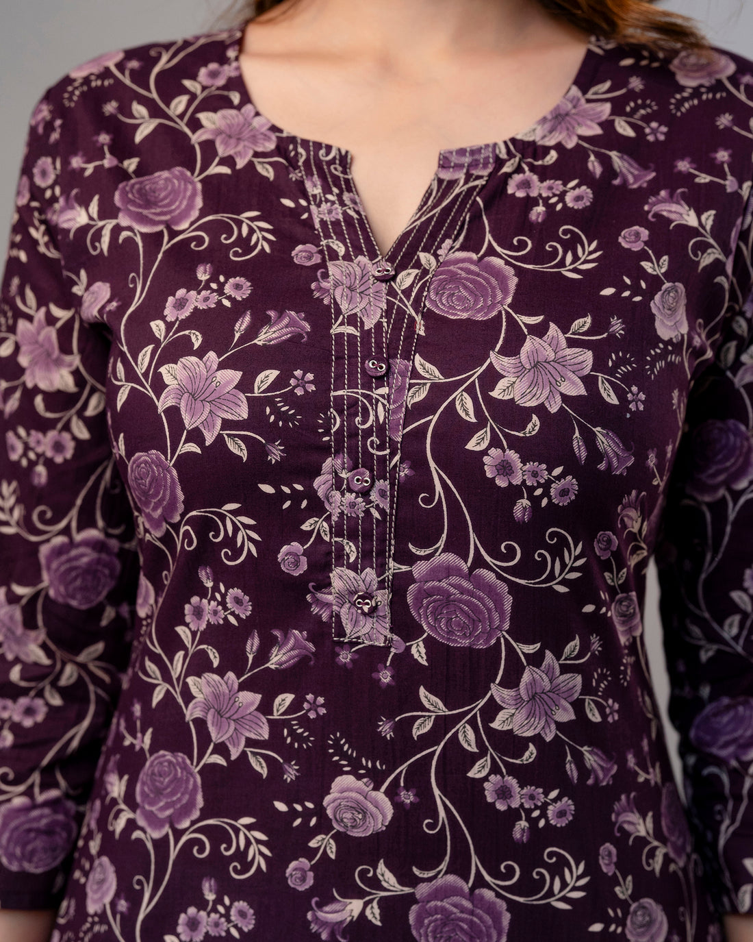 The Plum Floral Meadow Straight Kurta