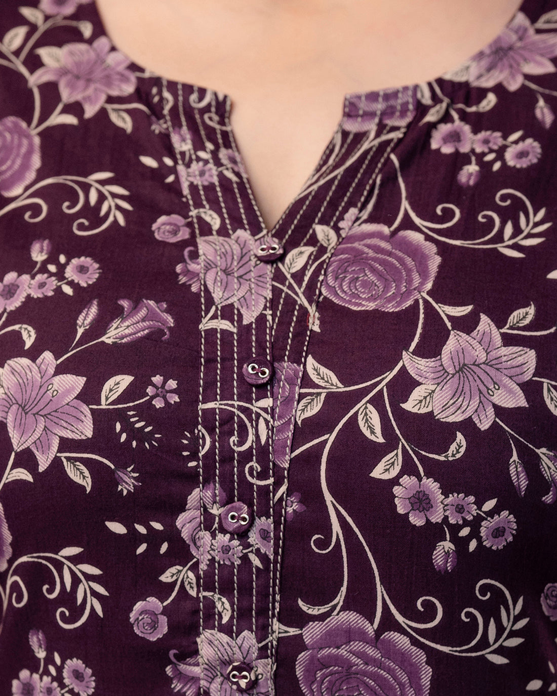 The Plum Floral Meadow Straight Kurta